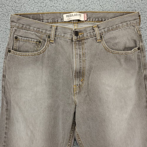 Levi's Jeans 505 Mens 36x28 Regular Fit Stone Wash Gray Gold Stitch Y2K - Picture 2 of 15