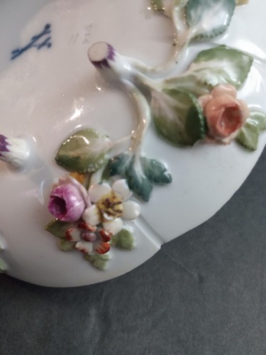 Beautiful Antiq Vtg Meissen Porcelain Floral Footed Dish Trinket - Picture 10 of 11