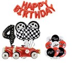 Motor Racing Cars Balloons 4th Birthday Party Decorations Age 4 Boys Girls Red