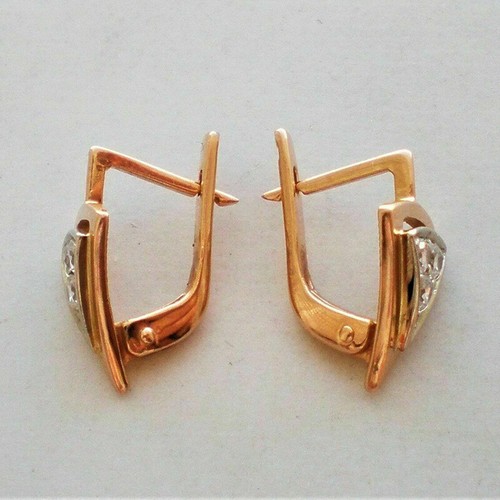 Vintage Huggie Drop Earrings 0.20 Ct Round 3-Stone Diamond 14k Yellow Gold Over - Picture 2 of 5