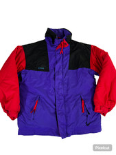 Columbia Sportswear Color Block Vintage Jacket Coat Purple Red Black Youth XL