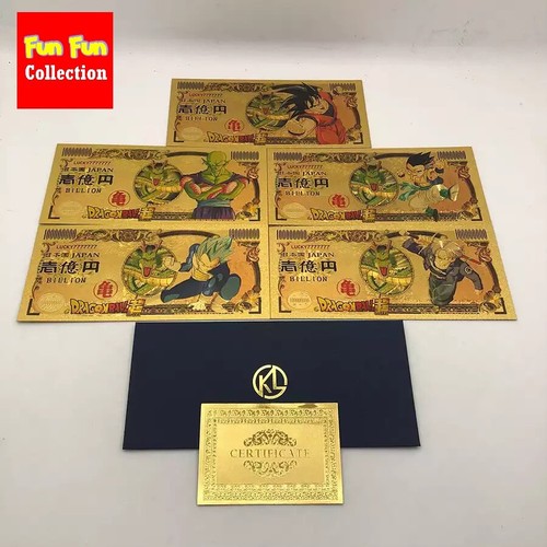 5pcs/set Japanese Anime Dragon-ball-Z Goku characters Gold souvenir Banknotes - Bild 1 von 6