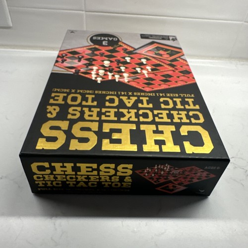 Chess Checkers & Tic Tac Toe 3-in-1 Game Set Travel - Picture 5 of 9