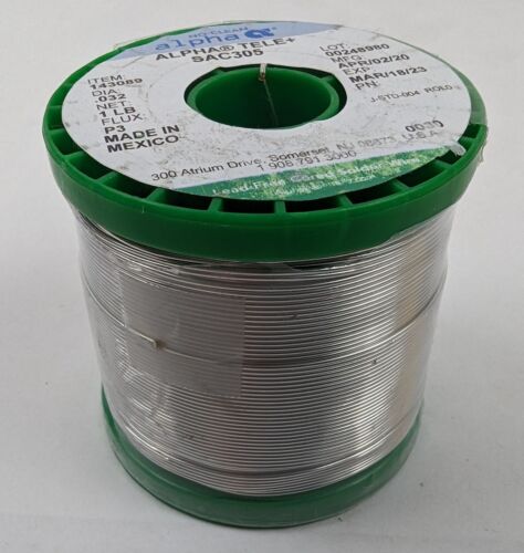 SAC305 Alpha Solder Silver 3% .032" 96.5%SN 3%AG .5%CU No-Clean 143089 NEW 1lb - Picture 1 of 3