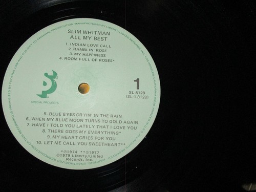 Slim Whitman-All My Best Vinyl LP-1979 Suffolk Marketing Records - Picture 6 of 8