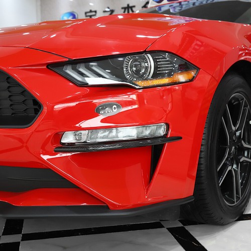 Carbon Fiber Front Fog Light Lamp Cover Trim Frame For Ford Mustang 2018 2019 - Foto 2 di 9