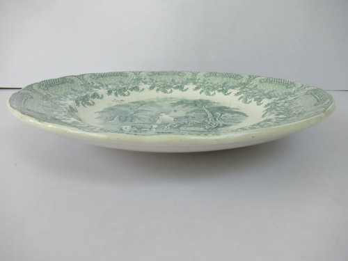 Antique Staffordshire Pottery Green Transferware Plate English Scenery Rare"F203 - Picture 4 of 5