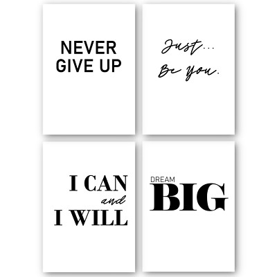 4er Set Motivation Wandbild Bild Poster Kunstdruck A4 Erfolg Leben Sprüche Deko