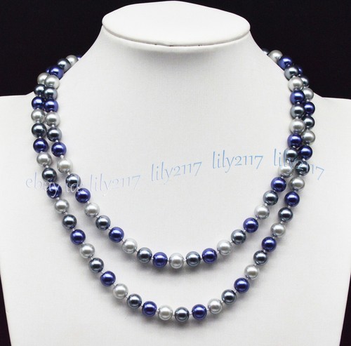 2 Rows Genuine 8mm Round Multicolor South Sea Shell Pearl Beads Necklace 17-19'' - Picture 39 of 40