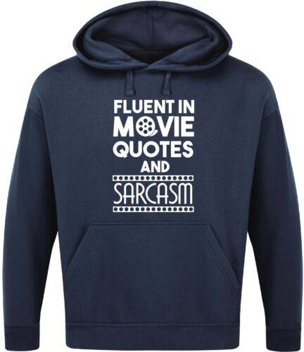 FLUENT IN MOVIE QUOTES AND SARCASM HOODIE Funny Geek Nerd Men's Film Top Gift - Picture 13 of 17