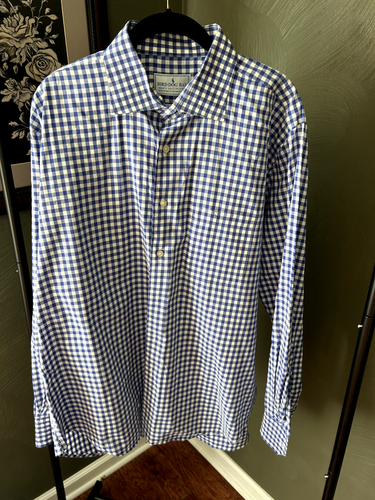 Men's Big Dog Bay Blue & White Checkered Long Sleeve Button Down Shirt size XL