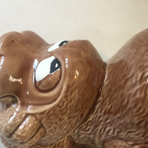 McCoy Puppy Happy Hound Dog Cookie Jar Canister 1970s MCM Brown No Lid Vintage - Imagen 15 de 19