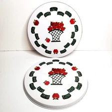 Set of 2 Country Apple Basket Electric Range Stove Metal Burner Cover
