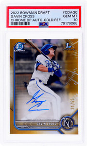 2022 Bowman Draft Gavin Cross Chrome Auto Gold Refractor #CDAGC /50 PSA 10