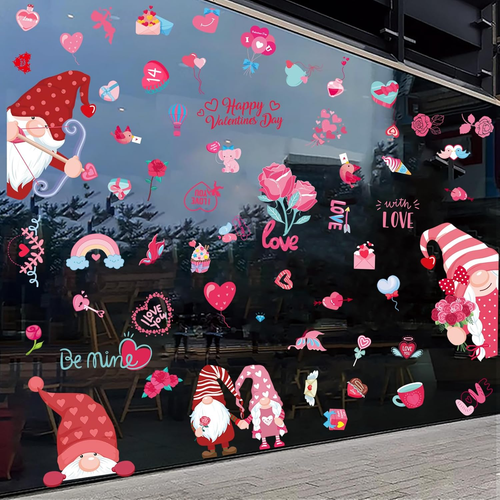 Valentines Day Window Clings for Glass, 9 Sheets Valentine'S Day Double-Sided Wi