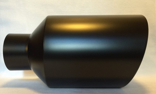 FLAT BLACK WELD ON DIESEL EXHAUST TIP 5" INLET 10" OUTLET 18" LONG - Picture 3 of 5