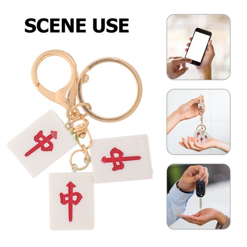 Keychain Bag Hanging Decoration Mahjong Charm Keychain Cute Pendant Key Ring - 第 2/12 張圖片