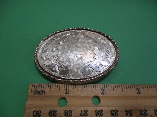 Vintage Western Style Gürtelschnalle Seil Bordüre Blume Wirbel Cowboy Made in USA - Bild 2 von 5