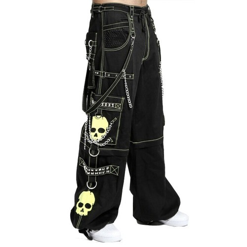 Gothic Bondage Trip Black Big Skull Men Pant Alternative Punk Rock Trouser Pants - Picture 11 of 12