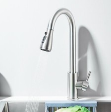 Brushed Kitchen Faucet With Pull Down Sprayer Single Handle Classic Sink Faucet