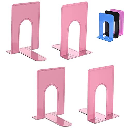 2 Paia Supporti Fermalibri in Metallo Resistente per Scaffali Casa Ufficio Libreria - Foto 1 di 7