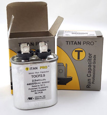 Lot of 2 Titan Pro TOCF2.5 Motor Run Capacitors 2.5MFD Oval 370/440 VAC