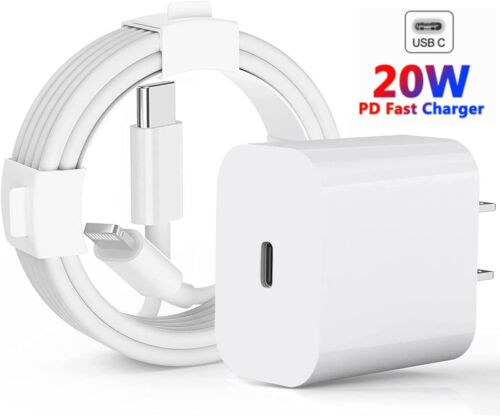 20W USB-C Power Adapter PD Fast Charge Cable For iPhone 14/13/12/11 Pro Max/iPad - 第 1/7 張圖片