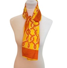 Retro 70s MOD Geometric Scarf Orange Yellow Fashion Links VTG Bold Japan