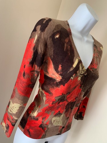 J.Crew 100% Merino Wool Floral Multicolor Cardigan Sweater, Women's Small - Picture 7 of 8