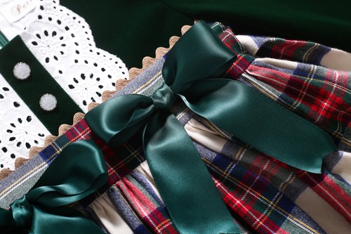 Toddler Girls Check Christmas Dresses Autumn Party Clothes Green 2-12 Years - Picture 7 of 12