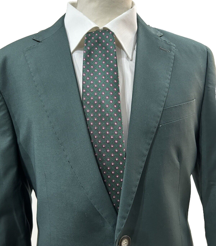 ABITO UOMO MADE IN ITALY VERDE SCURO LANA 44 46 48 50 52 54 56 58 AUTUNNO INVERN - Imagen 2 de 13