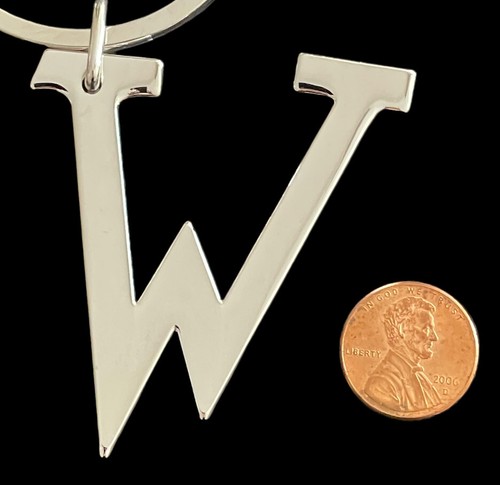 GANZ Letter W Keychain Silver Tone Metal Name Initial Key Ring Gift New - Picture 4 of 6