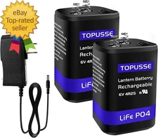 Rechargeable 6 Volt 4.5AH Lifepo4 Lantern Battery with Charger 1500+ Cycles