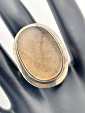 925 STERLING SILVER 28.5 X 18.5MM GOLDEN RUTILATED QUARTZ RING SIZE 7.5 1764