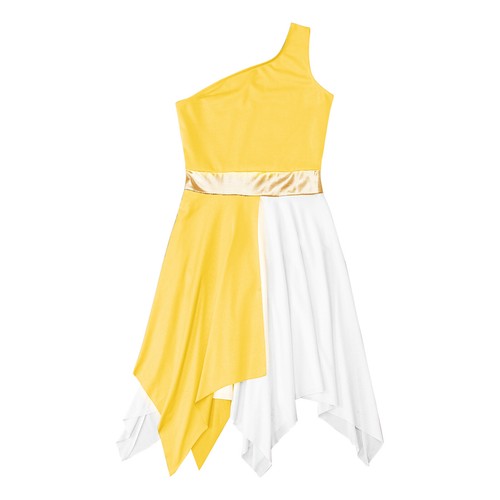 Girls Praise Dance Dress Color Block Shiny Dress Metallic Liturgical Costume - Bild 39 von 131