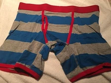 Boxer Briefs  Men's Extra Large NWT Blue And Gray With Red Trim Free Shipping