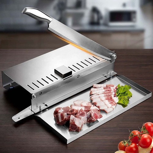 Affettatrice manuale per carne taglierina osso manzo macchina da taglio acciaio inox - Foto 4 di 6