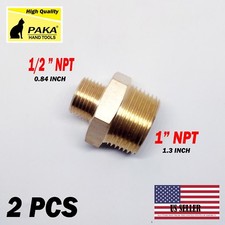 2 PCS - 1/2" x 1" NPT Male Brass Hex Nipple Reducer pipe fitting air fuel water 