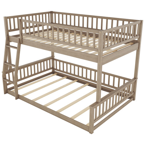 Full XL Over Queen Floor Bunk Beds Bed Frames Kids Bunk Beds Mattress Foundation - Picture 39 of 66