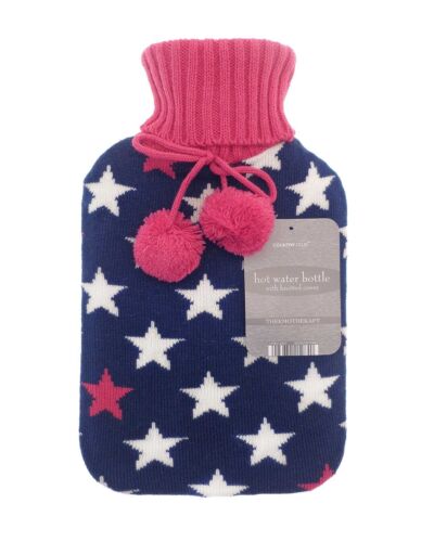 LARGE 2L NATURAL RUBBER HOT WATER BOTTLE WITH WARM KNITTED FLEECE FAUX FUR COVER - Picture 20 of 91