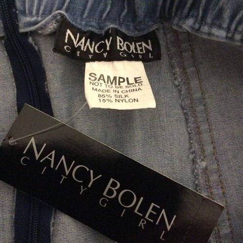 Nancy Bolen City Girl Denim Skirt Beaded Sample Size 10 - Picture 5 of 6