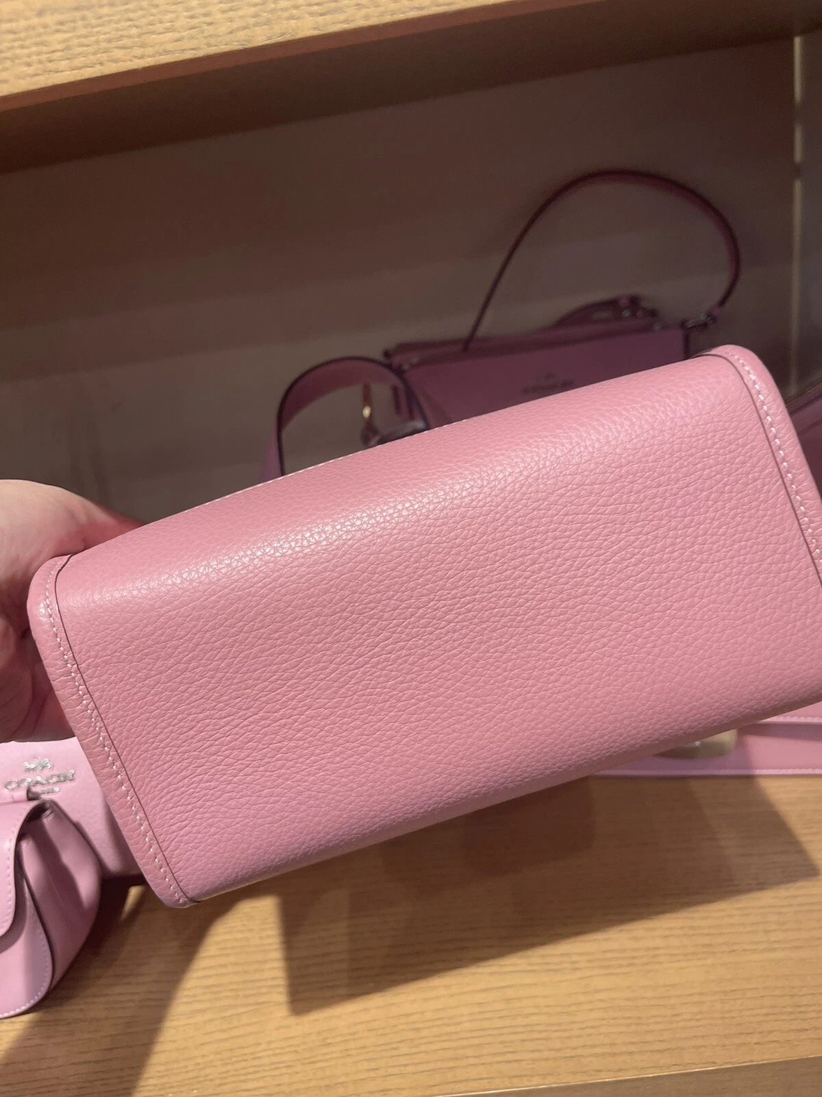 Borsa a tracolla Coach Dempsey in pelle ciottoli nuova con etichette 22 vero rosa CO971 NUOVA $378