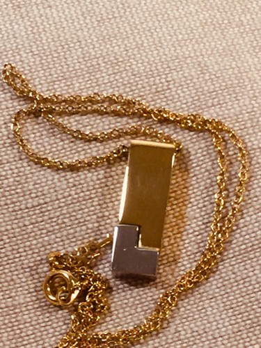 Vintage Crown Trifari Two Tone Gold Tone & Silver Tone Pendant Choker Necklace