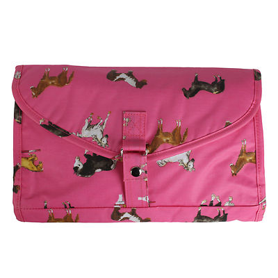 Milly Green Horse Design Pink Foldable Cosmetic Make up Wash Travel Bag