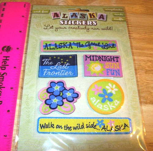 Alaska Fabric Stickers Walk on the Wild Side midnight sun great land Scrapbook - Picture 2 of 2