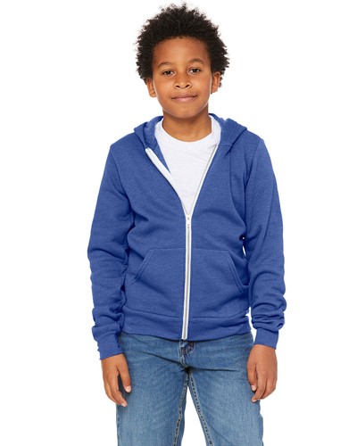Bella + Canvas 3739Y Youth Sponge Fleece Full-Zip Hoodie Sweatshirt - Picture 7 of 8