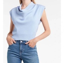 Express Sleeveless Draped Front Sweater Blue, Size S