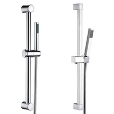 Adjustable Chrome Slider Shower Rail Riser Square / Round Bathroom Head Holder
