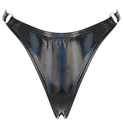 Womens Glossy Patent Leather Thong Underwear O-ring Briefs Panties Rave Dance - Picture 19 of 37