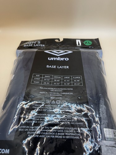Umbro Men’s Base Layer Pants Size XL Stretch Soft Fabric New Black - Picture 3 of 3